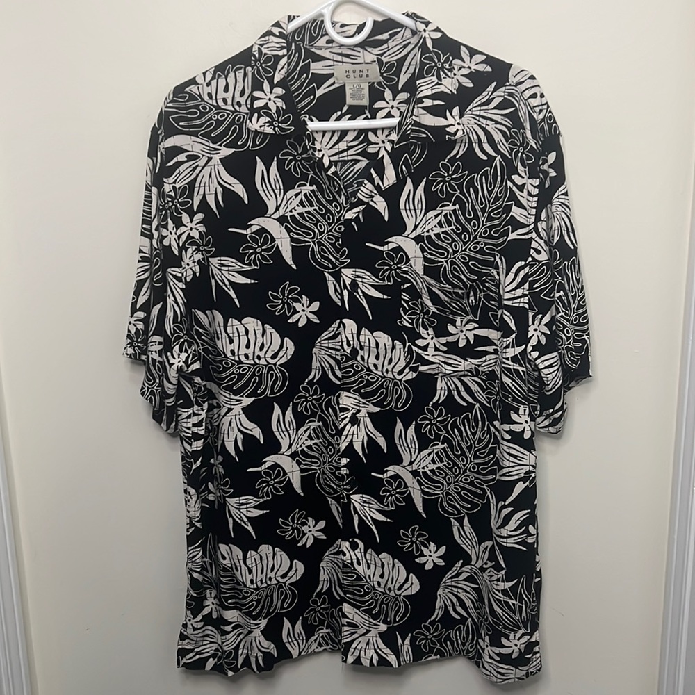 Hunt Club Men Hawaiian Button Down Shirt Size Large